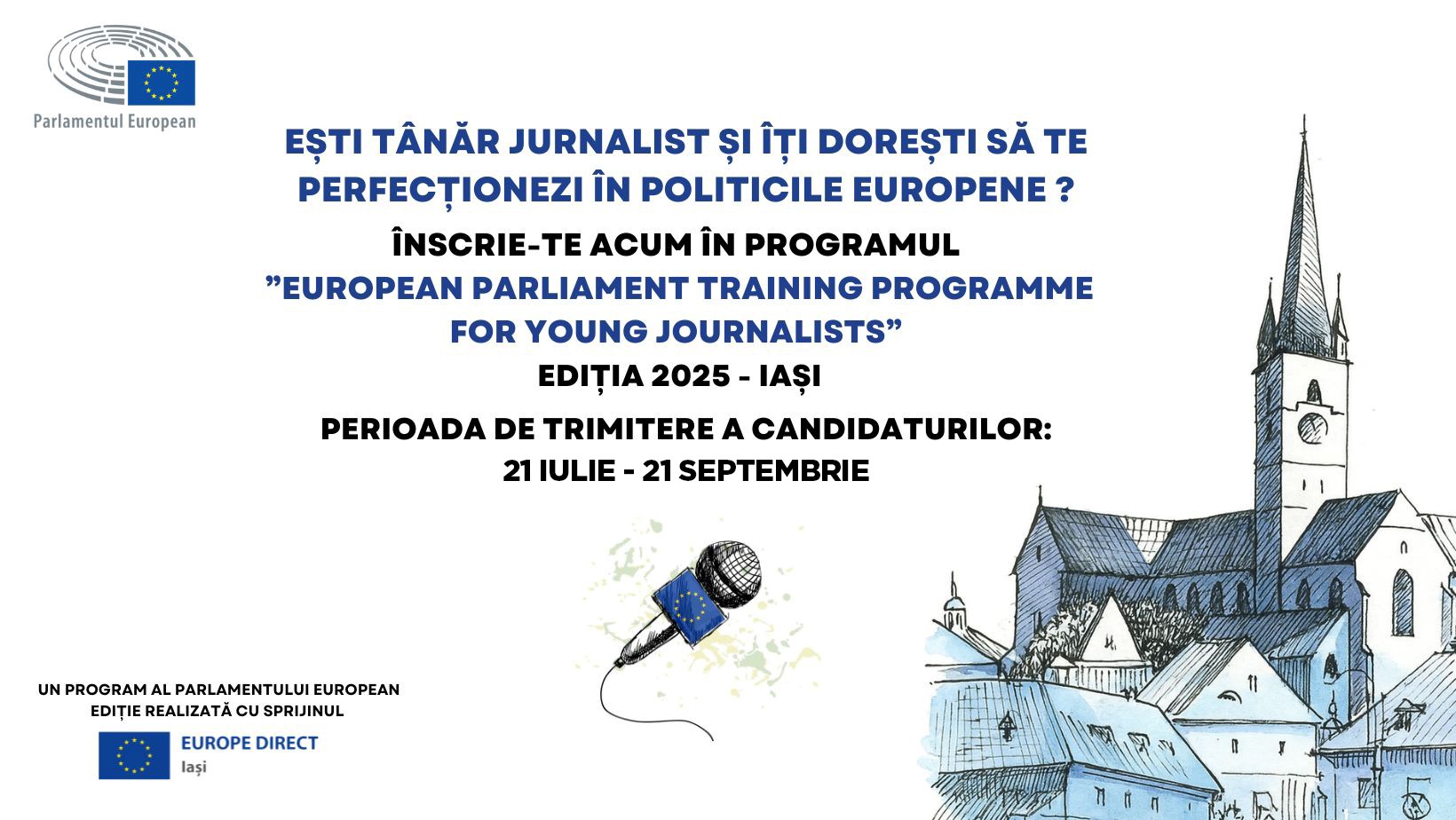 Afișul programului de training în domeniul afacerilor europene pentru tineri jurnalişti
